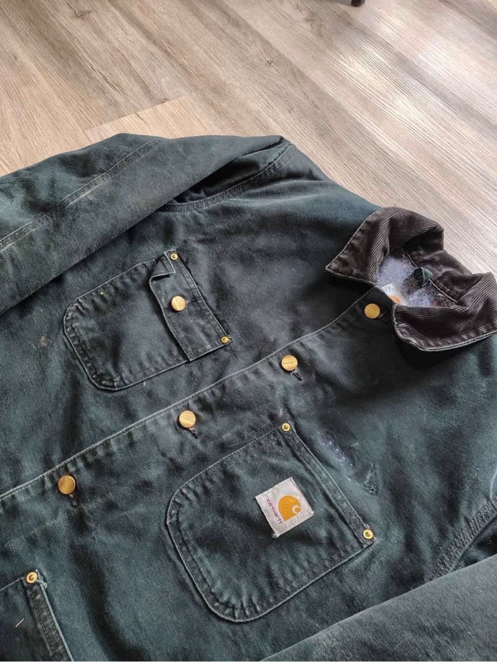 Olive green Vintage carhartt blanket lined chore jacket - Picture 3 of 7